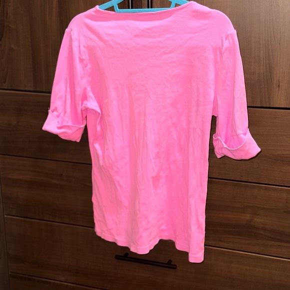Ralph Lauren Bright Pink V-Neck Short Sleeve Top - Picture 8 of 9
